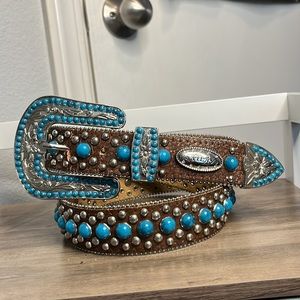 WB Atlas Faux Leather and Turquoise Belt